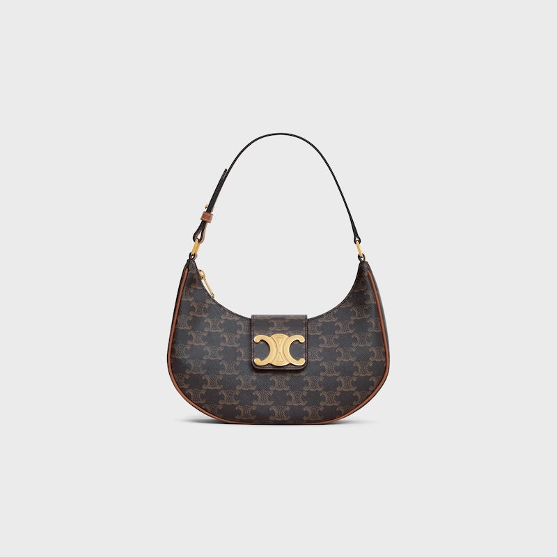 MEDIUM AVA TRIOMPHE BAG IN Triomphe Canvas and calfskin - TAN - SHOULDER BAGS - 1 | CELINE