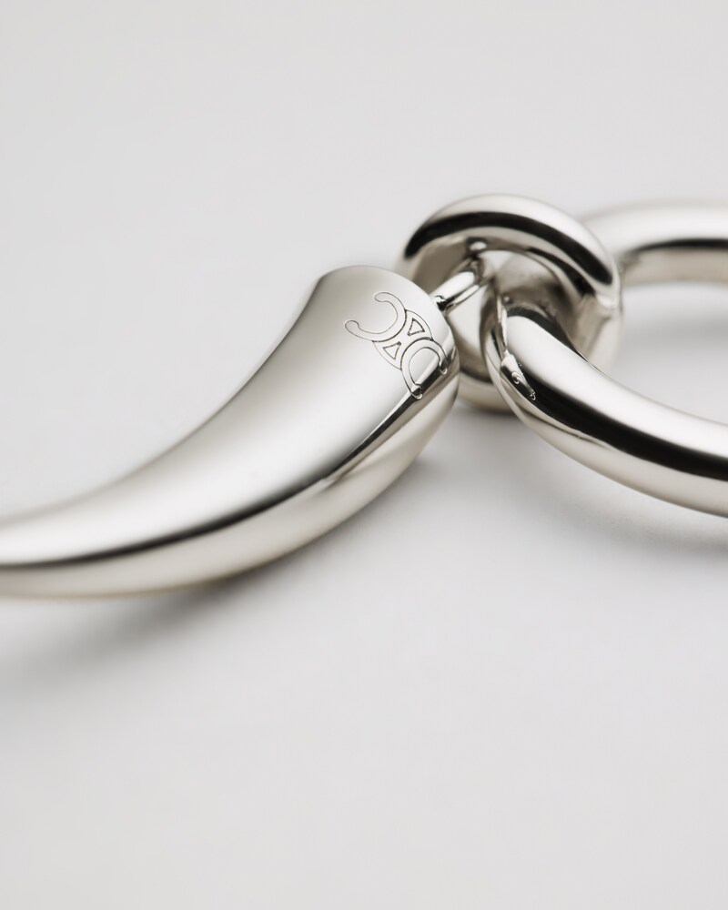 CELINE CHARMS HORN EARRING IN BRASS WITH RHODIUM FINISH - SILVER - EARRINGS - 1 | CELINE