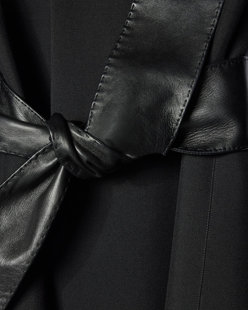 LONG SLIM DB COAT IN WOOL - BLACK -  - 1 | CELINE