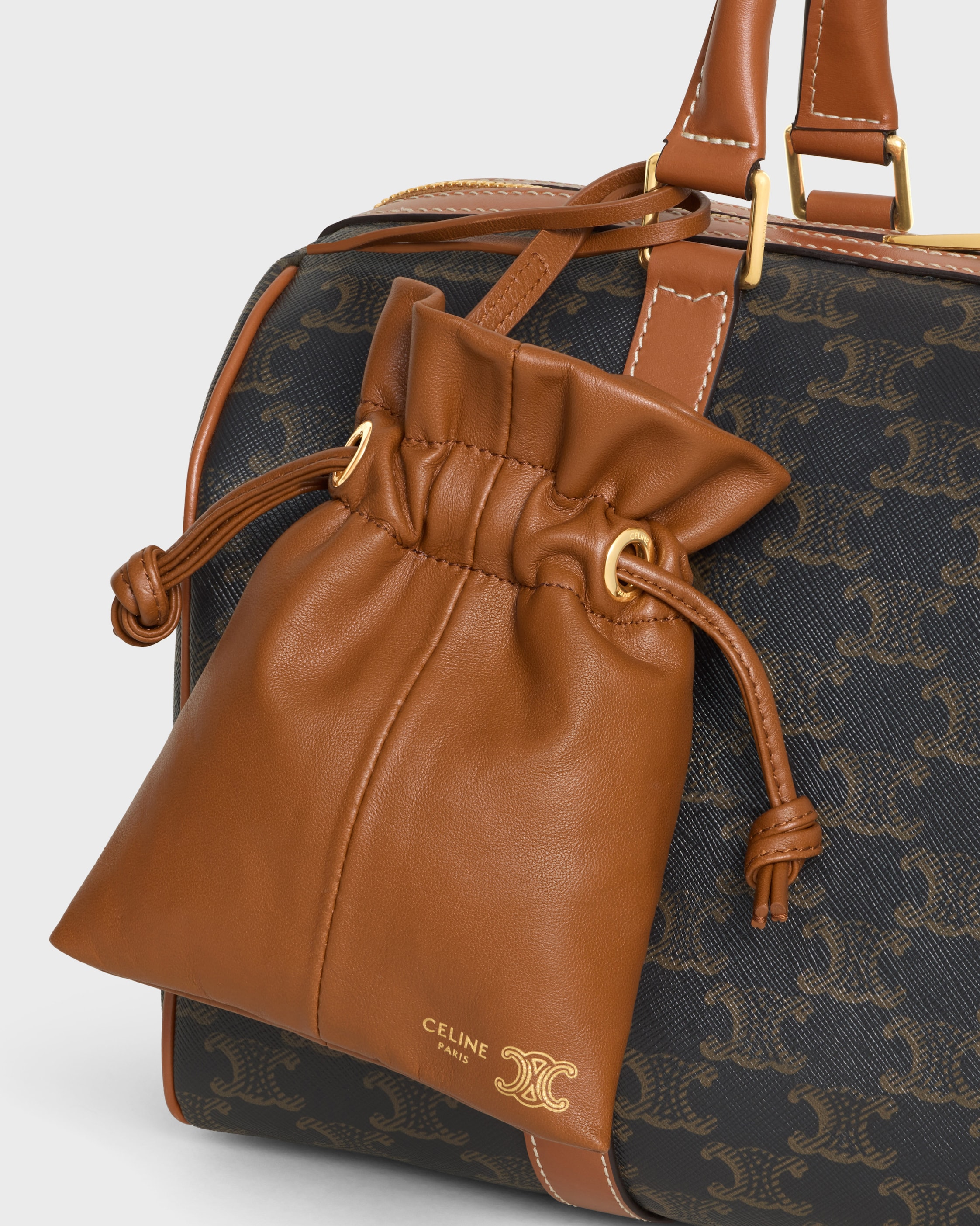 CELINE ハニカムパターン ポーチ マイクロ クリスタル ポーチ / スムースラムスキン ソフトタン