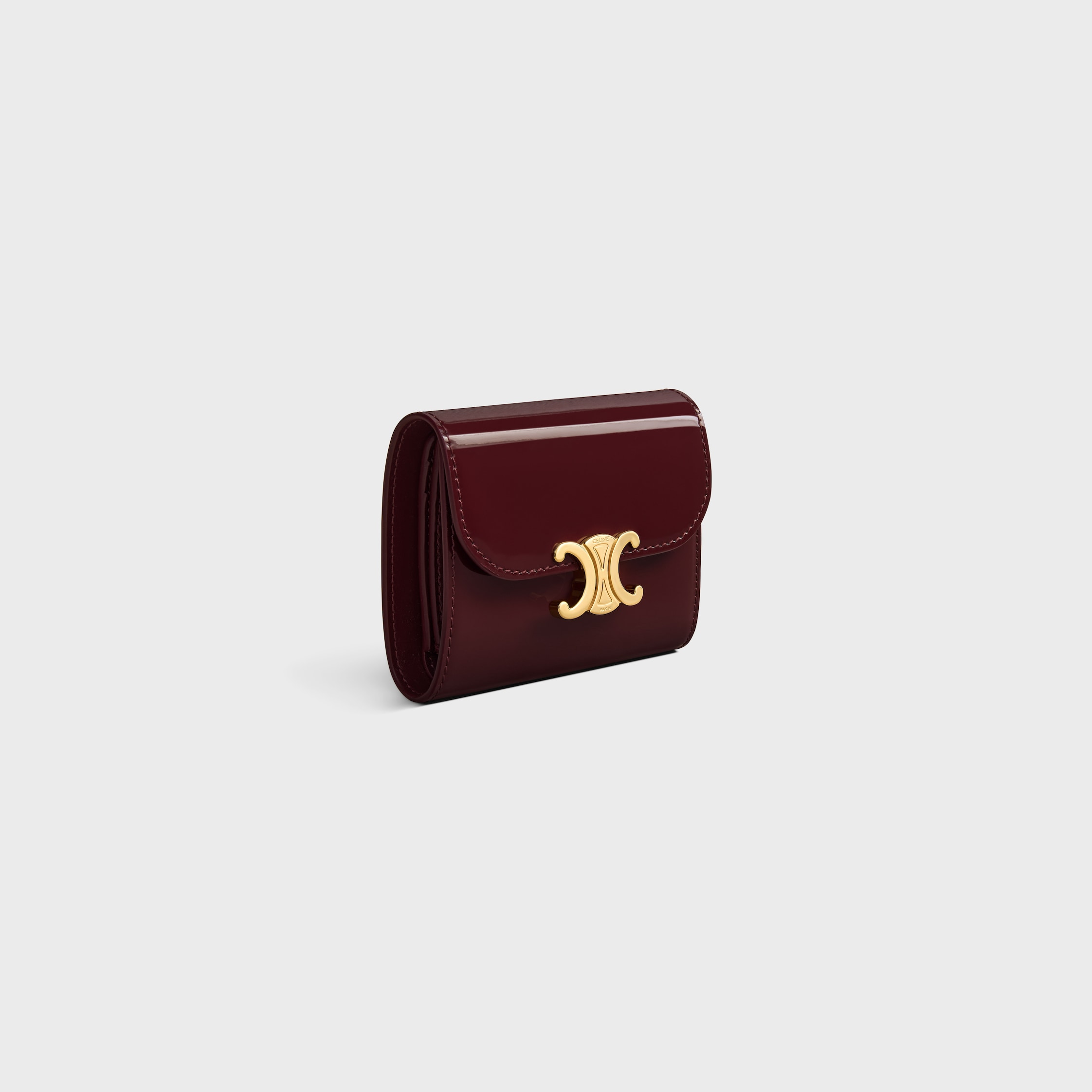 Small Flap Wallet TRIOMPHE IN PATENT CALFSKIN - SYRAH | CELINE