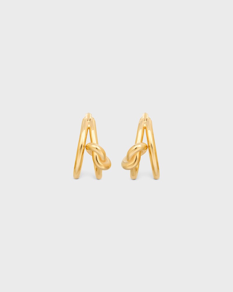Knot Double Hoops in Brass with Gold Finish - GOLD - KNOT - 1 | CELINE