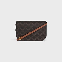 DUO WALLET ON STRAP IN Triomphe Canvas and Calfskin - TAN - MINI BAGS - 2 | CELINE