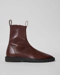 FLOW ZIPPED BOOT IN Stretch Lambskin - DARK BROWN / BLACK -  - 1 | CELINE