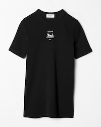 T-SHIRT IN ribbed cotton jersey - BLACK / WHITE -  - 1 | CELINE
