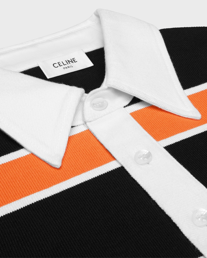 polo shirt EM ALGODÃO LISTRADO JERSEY - PRETO/BRANCO/LARANJA - - 1 | CELINE