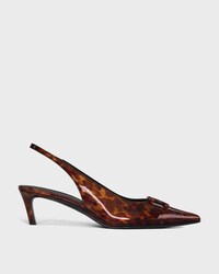 CELINE ALMA TRIOMPHE SLINGBACK EN CUIR DE VEAU VERNI IMPRIMé éCAILLES DE TORTUE - HAVANA -  - 1 | CELINE