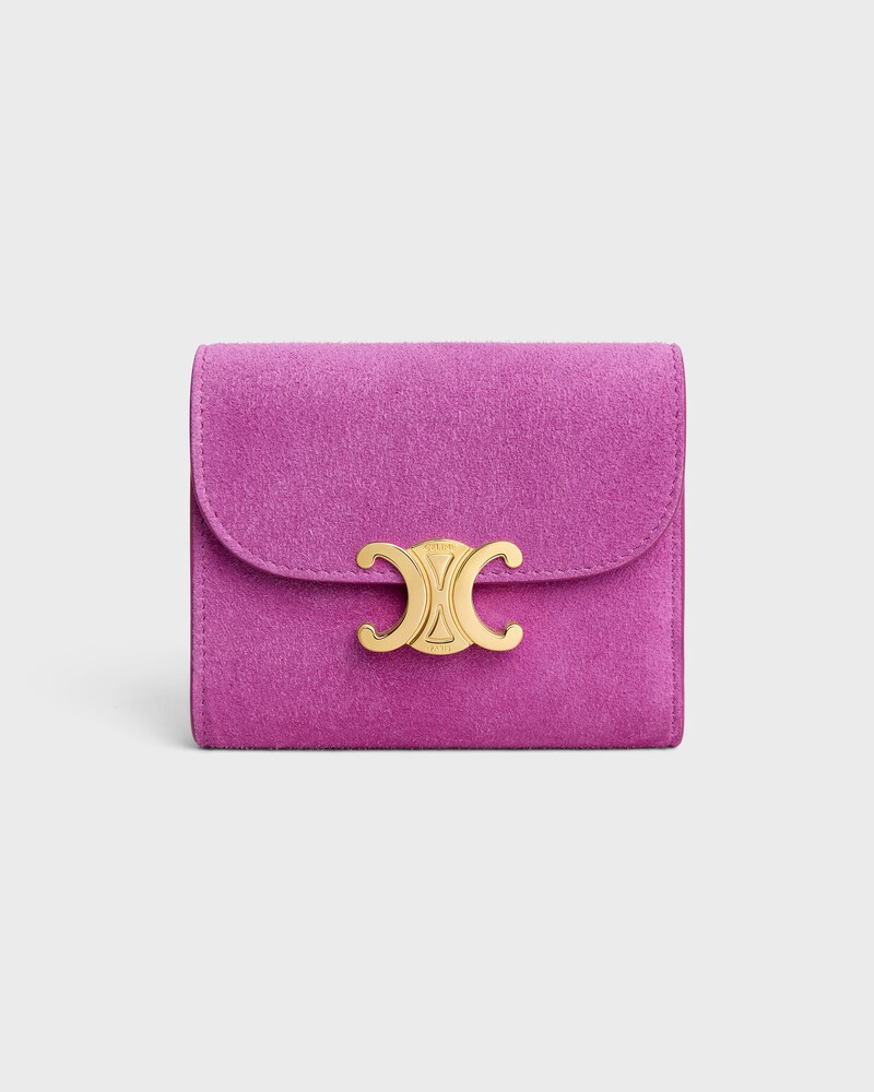 スモール フラップウォレット トリオンフ / スエードカーフスキン - マゼンタ - ラッキーデー セレクション - 1 | CELINE