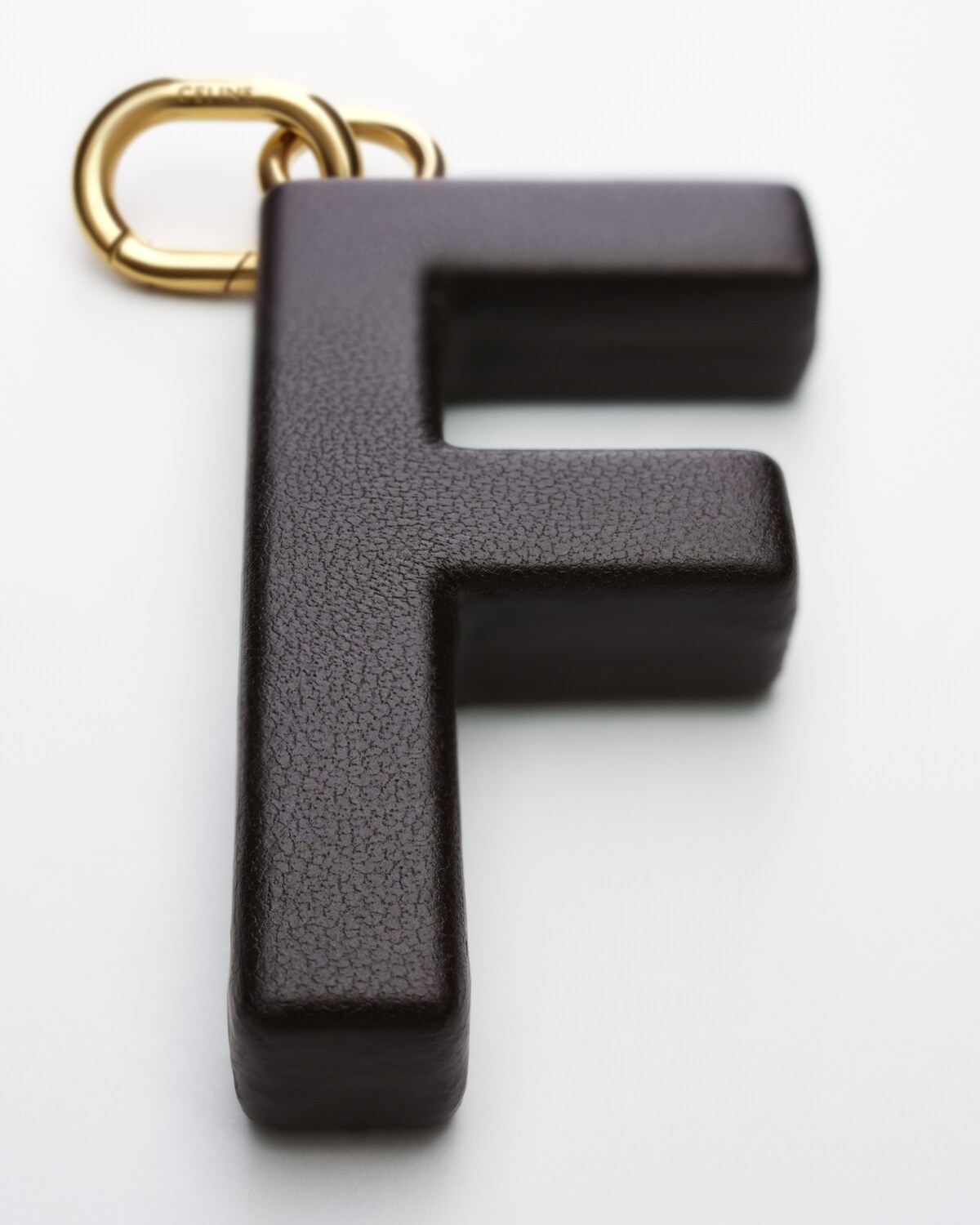 ALPHABET CHARMS F LETTER IN LAMBSKIN AND BRASS WITH GOLD FINISH ...