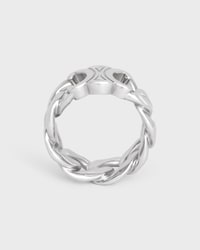 Triomphe Gourmette Ring in Brass with Rhodium Finish - SILVER -  - 1 | CELINE
