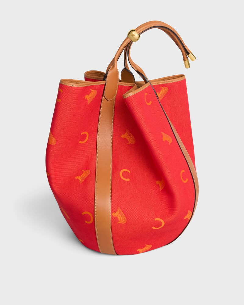 LARGE DROP BUCKET BAG IN JACQUARD C SULKY TEXTILE - RED / ORANGE - BUCKET - 1 | CELINE