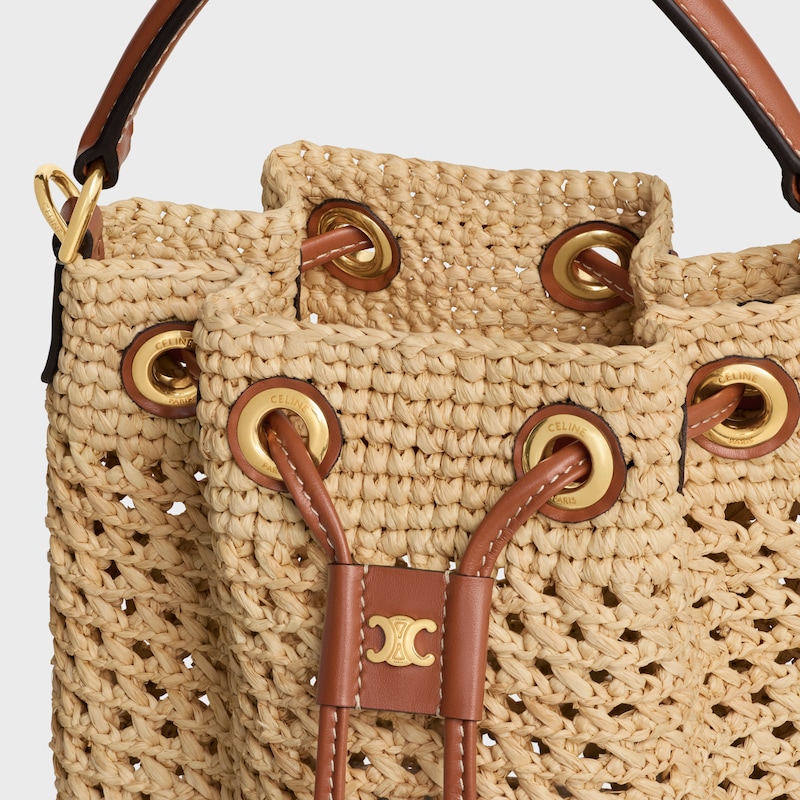 TEEN CLARA BAG IN RAFFIA AND CALFSKIN - NATURAL / TAN - PANIER - 1 | CELINE