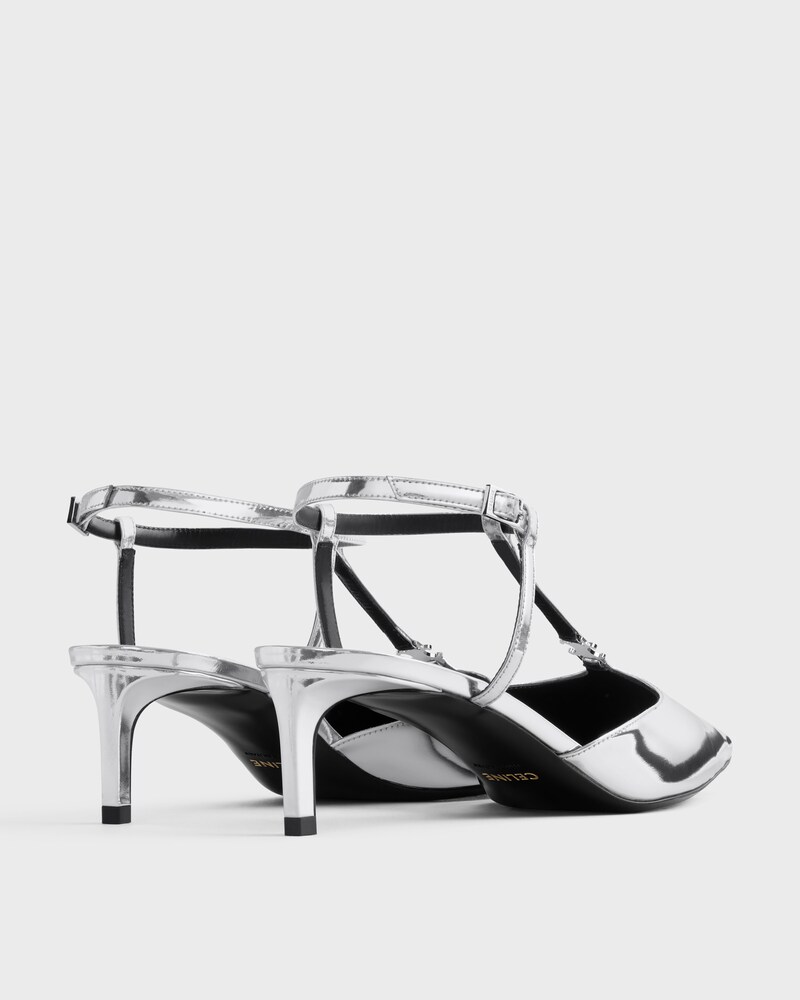 CELINE KITTEN T-BAR STRAP PUMP IN Mirror Laminated Calfskin - SILVER -  - 1 | CELINE