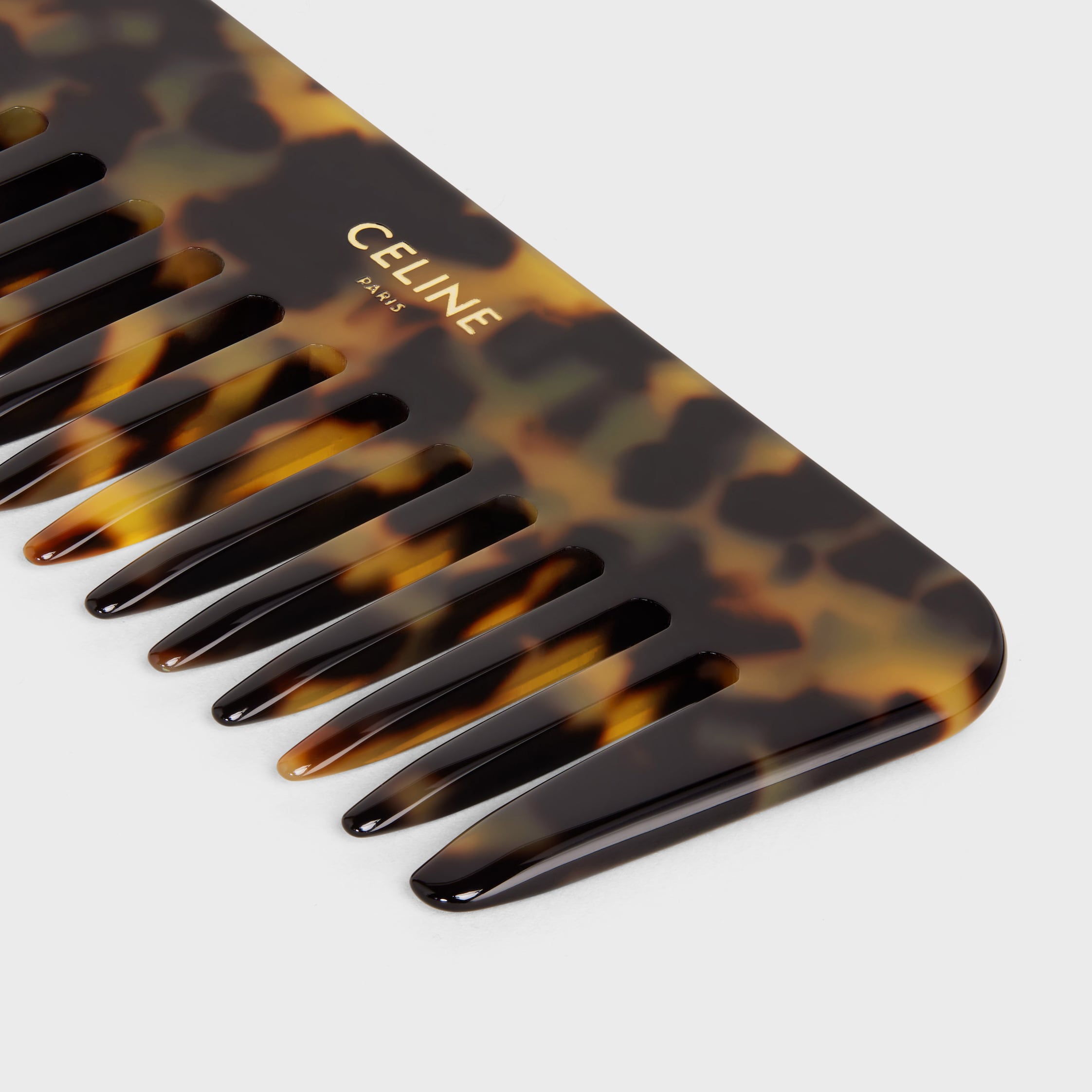Small Hair Comb With Case in Smooth Calfskin - TAN | CELINE