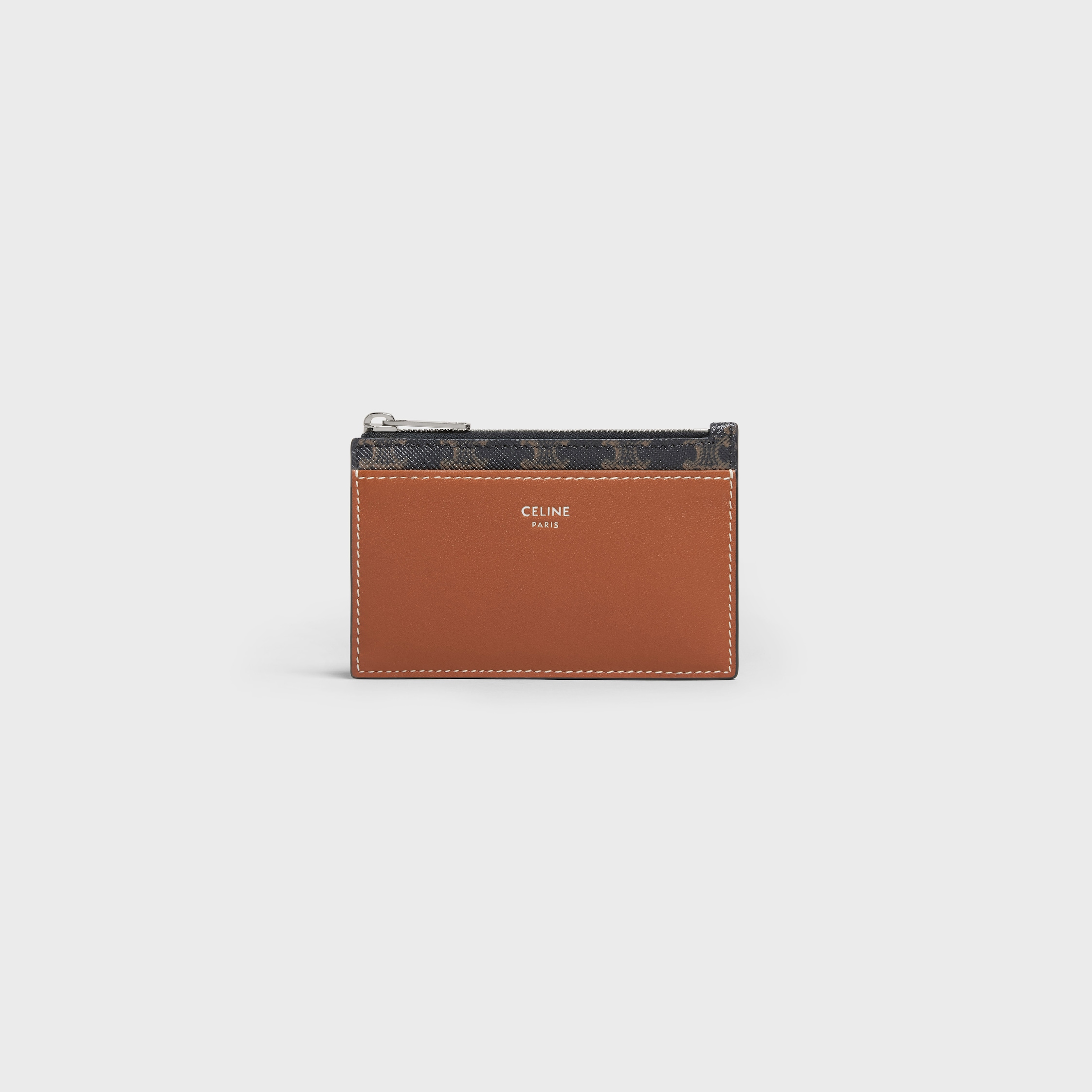 CELINE Zipped Card Holder IN Triomphe Canvas and lambskin