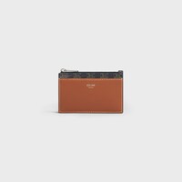Zipped Card Holder IN Triomphe Canvas and lambskin - TAN - TRIOMPHE CANVAS COLLECTION - 1 | CELINE