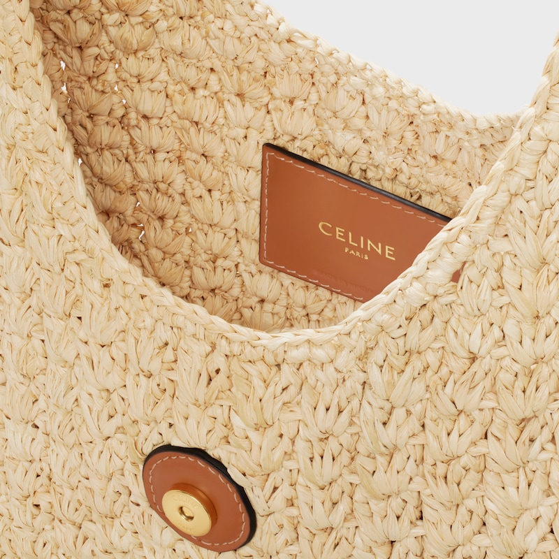 CABAS TRIANGLE  IN RAFFIA AND CALFSKIN - NATURAL / TAN - PANIER - 1 | CELINE
