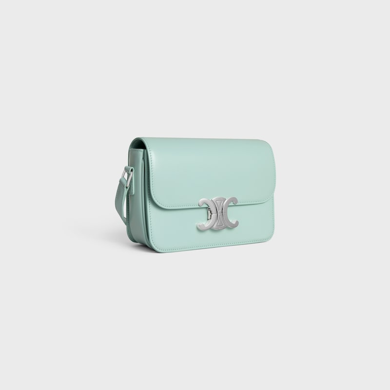Borsa Teen Triomphe in pelle di vitello lucida - Acqua chiaro - TRIOMPHE - 1 | CELINE