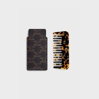 PEINE PEQUEÑO PARA EL CABELLO DE LONA TRIOMPHE - NEGRO / TOSTADO - ACCESORIOS DE BELLEZA - 2 | CELINE