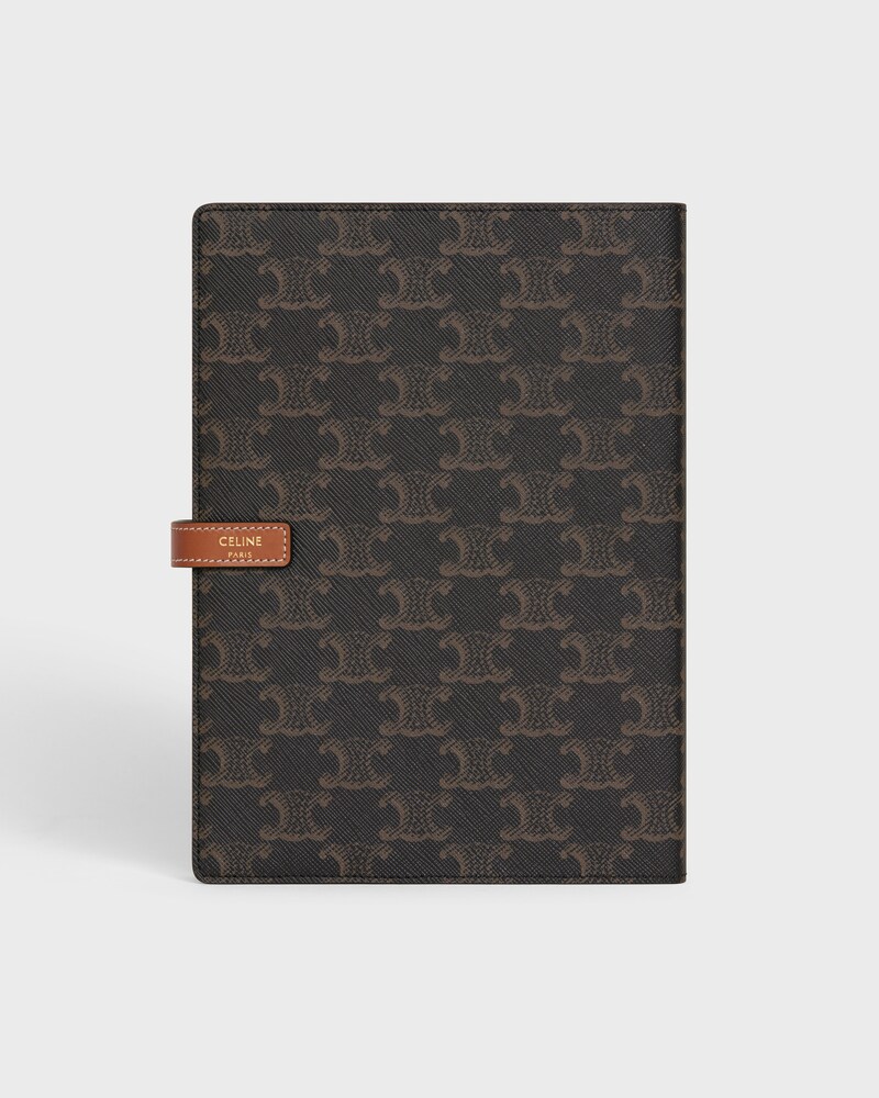 MEDIUM NOTEBOOK COVER IN TRIOMPHE CANVAS AND CALFSKIN - TAN - CELINE MAISON - 1 | CELINE