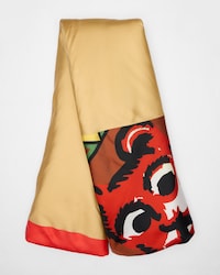 OCELOT PADDED TUBULAR SILK STOLE - CAMEL/RED/NEON PINK -  - 1 | CELINE