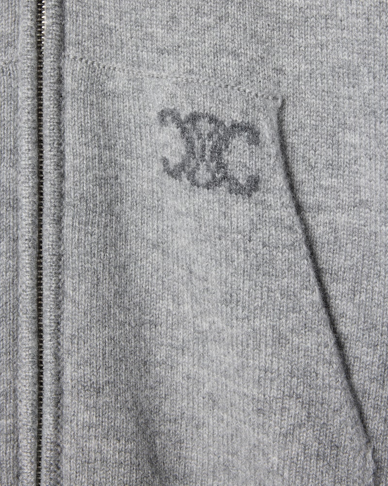 hooded cardigan IN CASHMERE - LIGHT GREY -  - 1 | CELINE