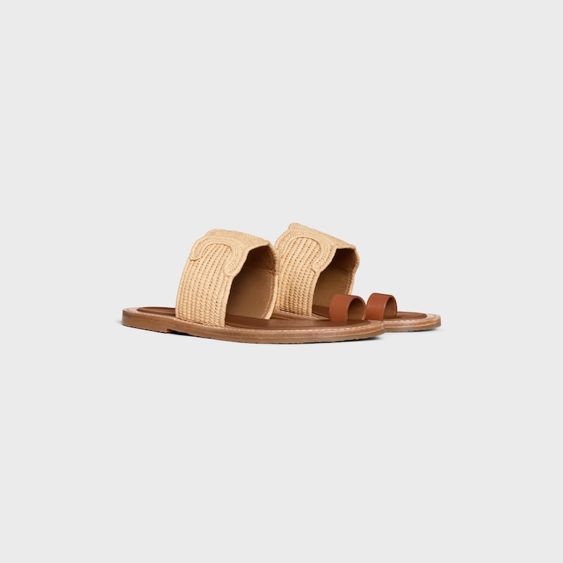 CELINE LYMPIA SANDAL IN RAFFIA AND CALFSKIN - NATURAL -  - 1 | CELINE