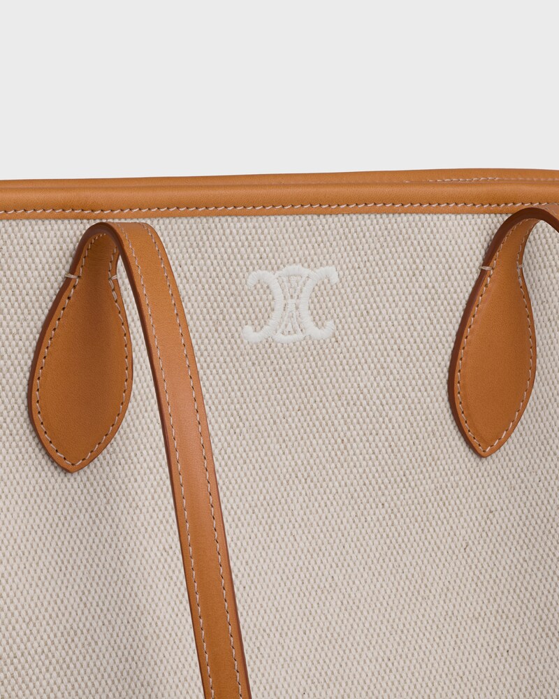 CABAS VERTICAL TRIOMPHE TOUCH EN TEXTILE ET VEAU - NATUREL / TAN - HOMME - 1 | CELINE