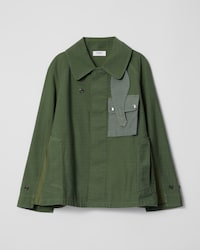 casaco EM cetim de algodão - KAKI MILITAIRE - - 1 | CELINE
