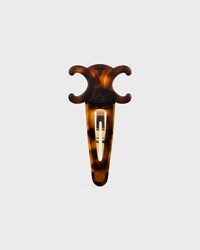 Celine Large Snap Hair Clip in Acetate and Steel - DARK HAVANA / GOLD - HAIR ACCESSORIES - 1 | CELINE