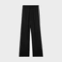 tracksuit pants in double face jersey - BLACK / WHITE -  - 2 | CELINE