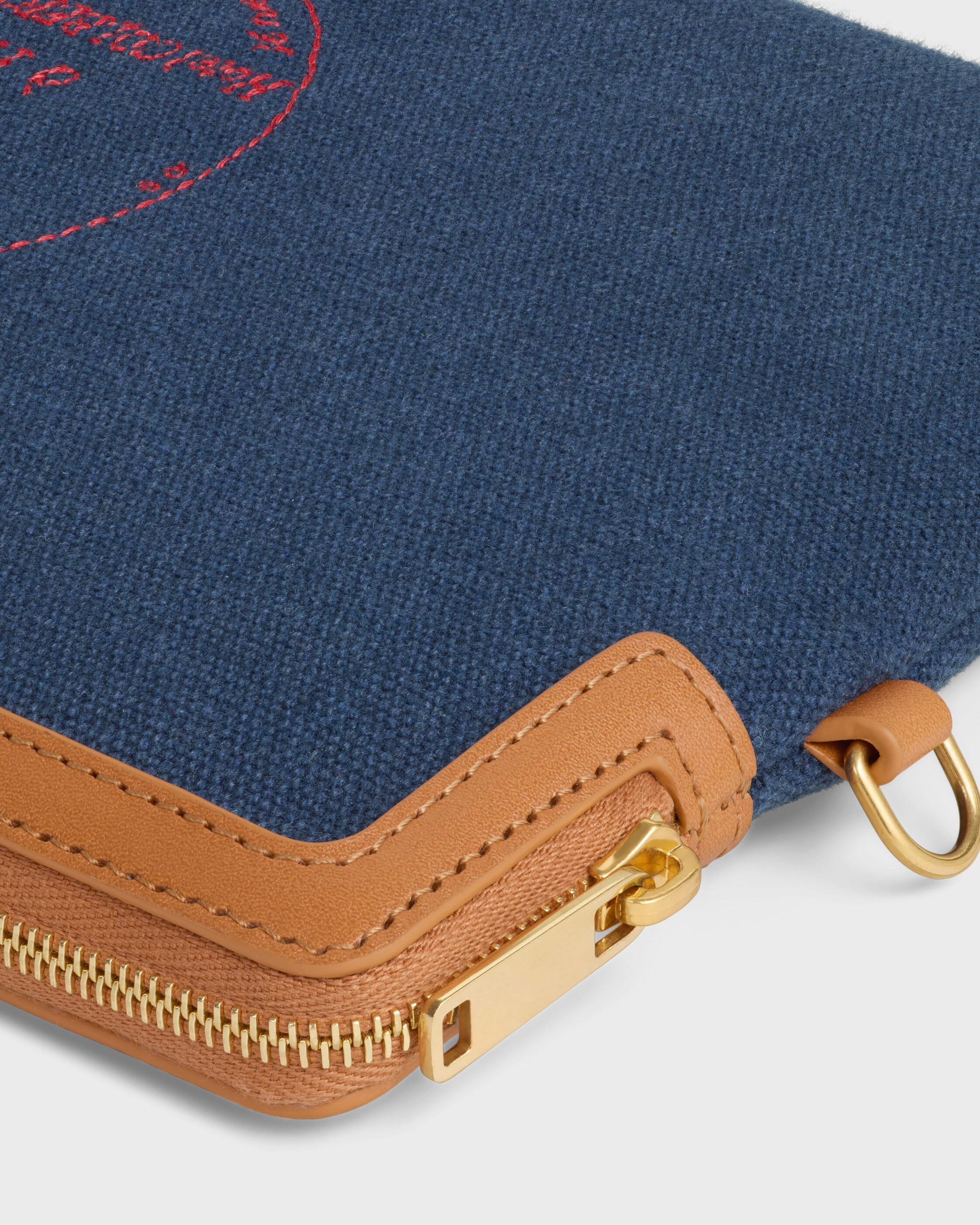 SMALL POUCH WITH STRAP CUIR TRIOMPHE IN TEXTILE WITH EMBROIDERY