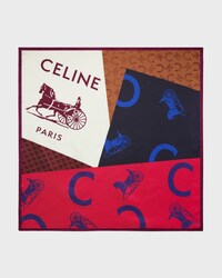 square IN silk twill - TAN/RED/BLUE -  - 1 | CELINE
