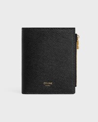 COMPACT WALLET TRIOMPHE CHARMS IN GRAINED CALFSKIN - BLACK - WALLETS - 1 | CELINE