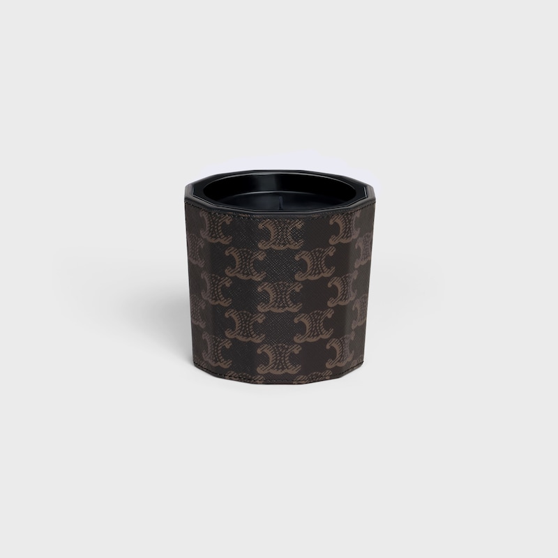 Candle Case in Triomphe Canvas and Calfskin - TAN - CELINE MAISON - 1 | CELINE