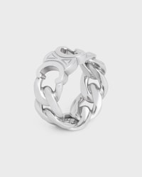 Triomphe Gourmette Ring in Brass with Rhodium Finish - SILVER -  - 2 | CELINE