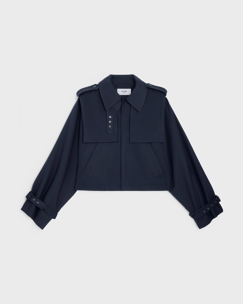 jacket IN COTTON AND WOOL GABARDINE - NAVY -  - 1 | CELINE