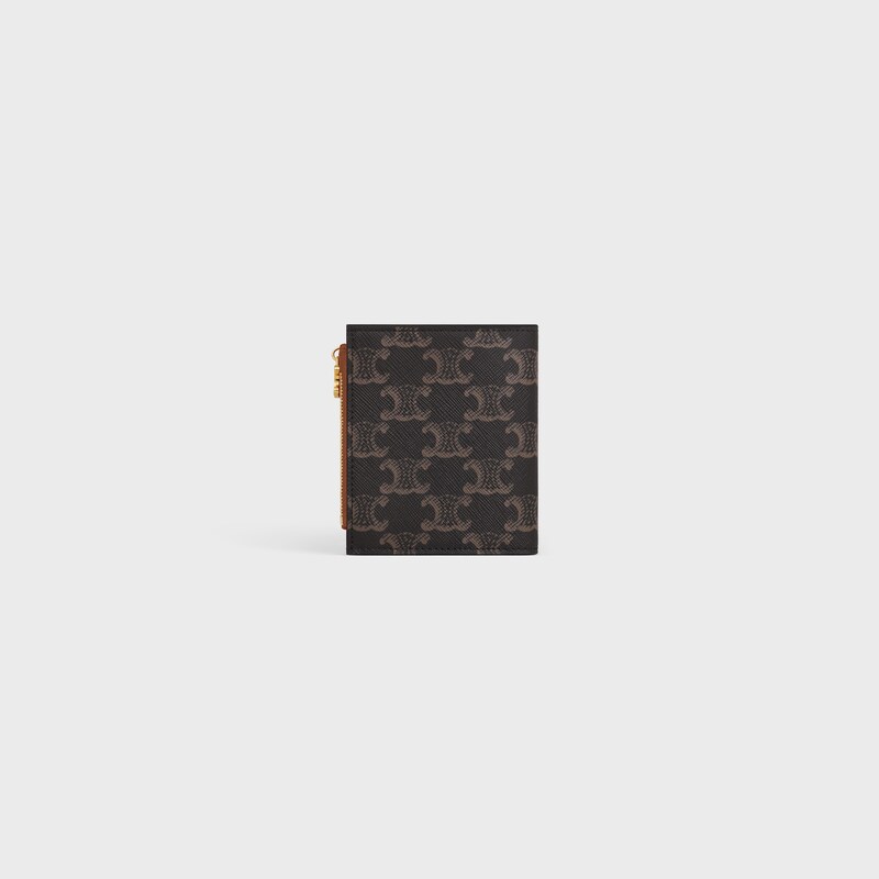 COMPACT WALLET TRIOMPHE CHARMS in Triomphe Canvas - TAN - WALLETS - 1 | CELINE