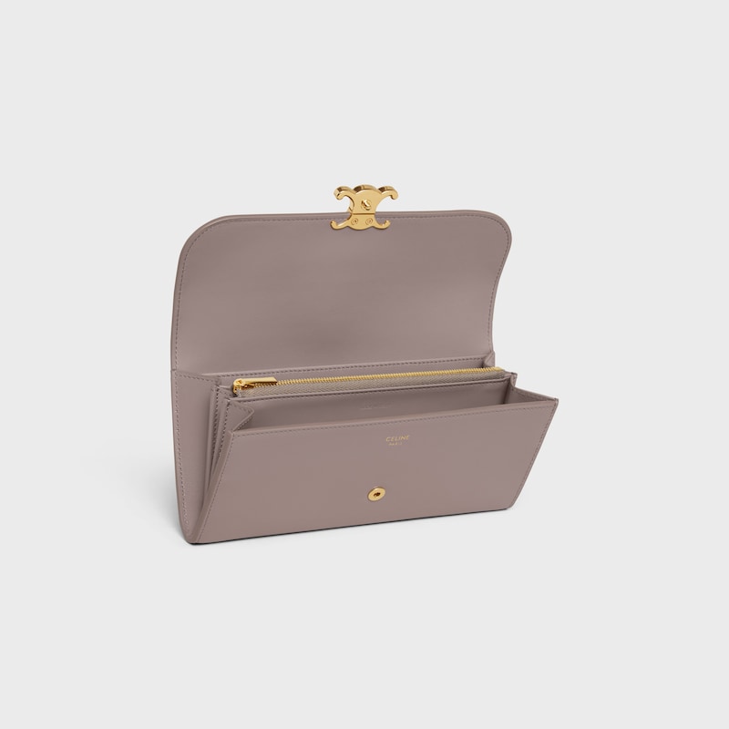 LARGE WALLET TRIOMPHE in Shiny calfskin - PEBBLE - WALLETS - 1 | CELINE