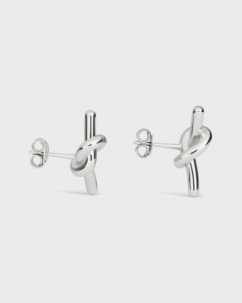 KNOT STUDS IN BRASS WITH RHODIUM FINISH - SILVER - KNOT - 1 | CELINE