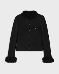 chasseur jacket IN viscose and wool natté - BLACK -  - 1 | CELINE