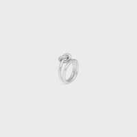 Knot Double Ring in Brass with Rhodium Finish - SILVER -  - 2 | CELINE