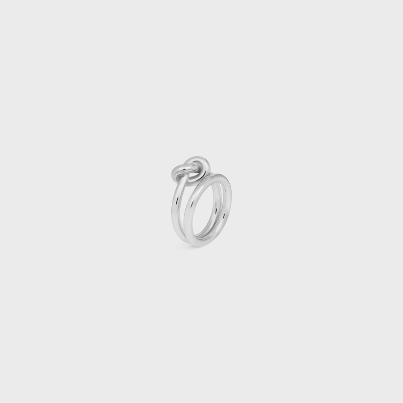Knot Double Ring in Brass with Rhodium Finish - SILVER -  - 1 | CELINE