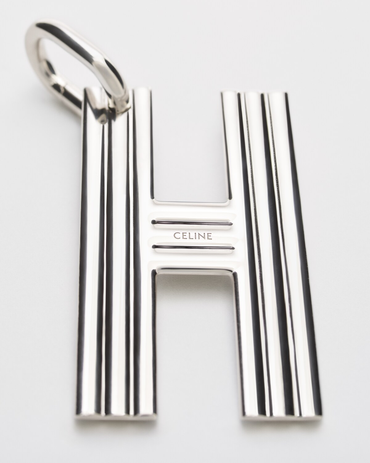 ALPHABET CHARMS H LETTER IN BRASS WITH RHODIUM FINISH - SILVER | CELINE