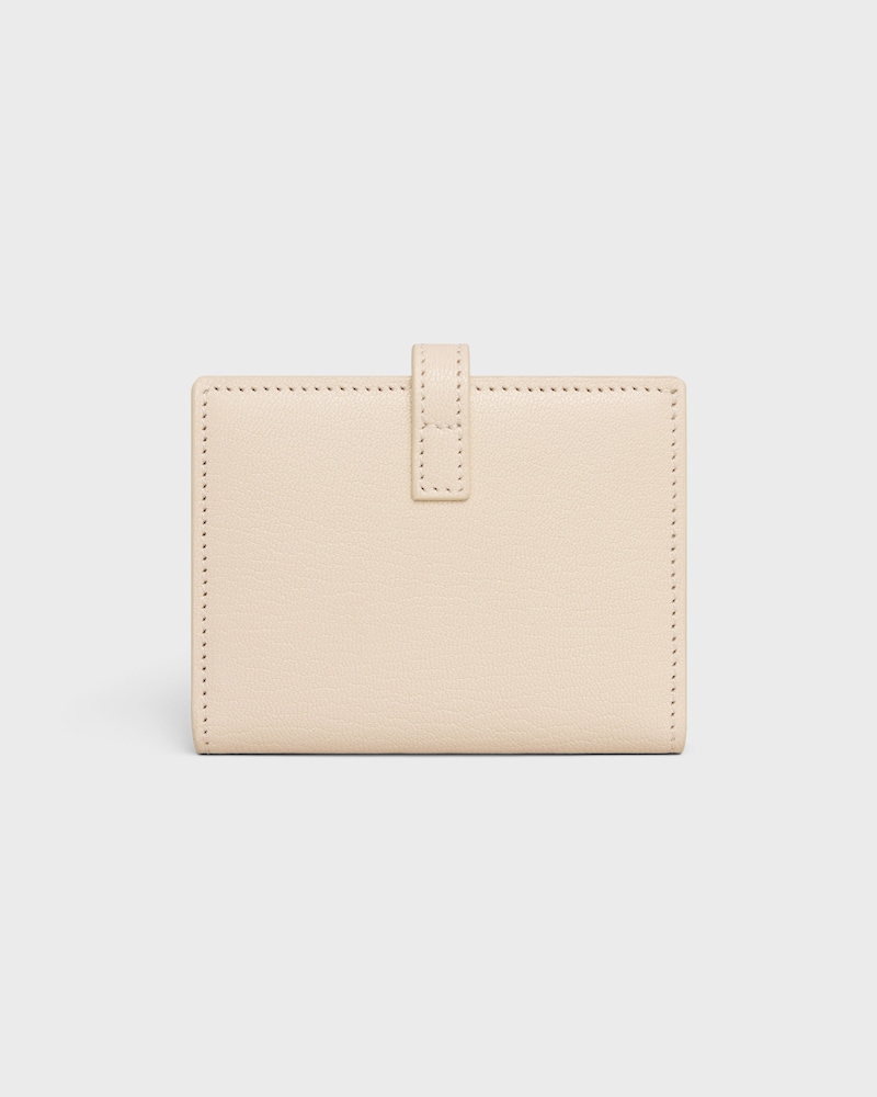 BI-FOLD CARD HOLDER TRIOMPHE PONTET IN GOATSKIN - CREAM - NEW - 1 | CELINE
