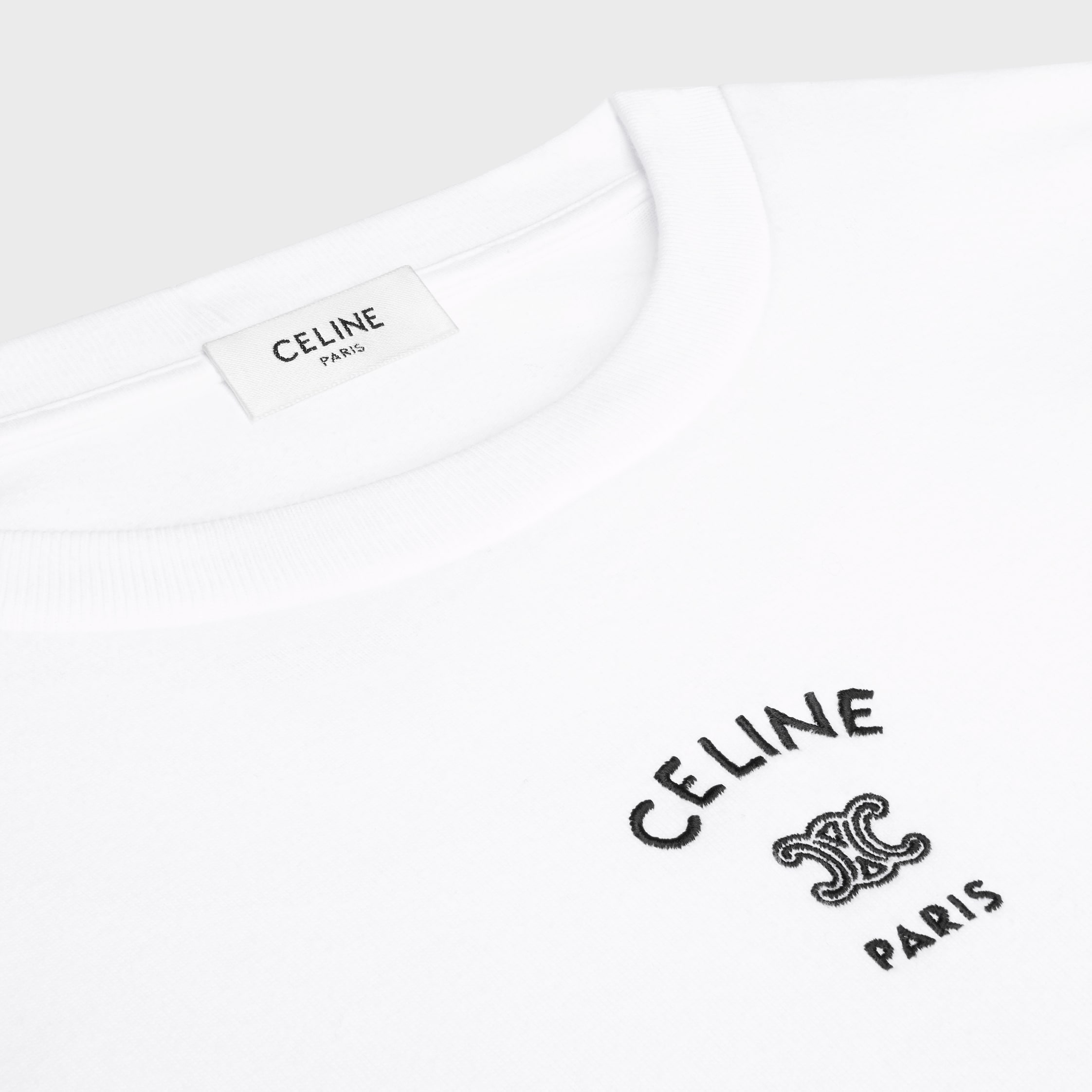 T-SHIRT IN COTTON JERSEY - OPTIC WHITE / BLACK | CELINE