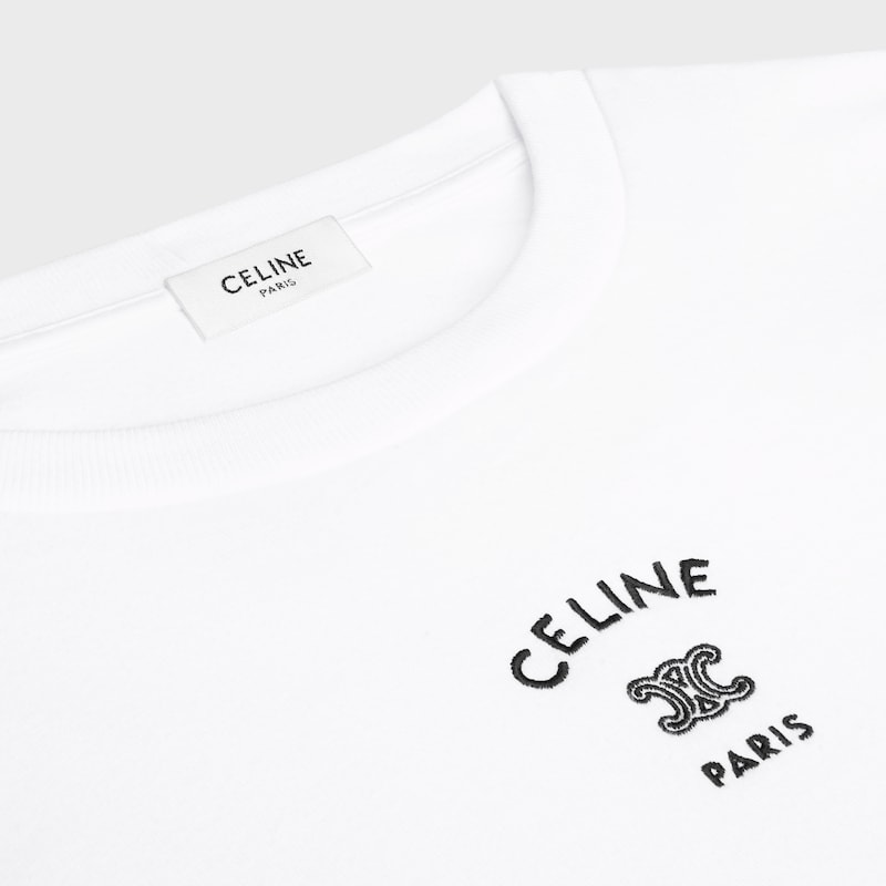 棉質平紋針織T恤 - 螢光白 / 黑色 -  - 1 | CELINE