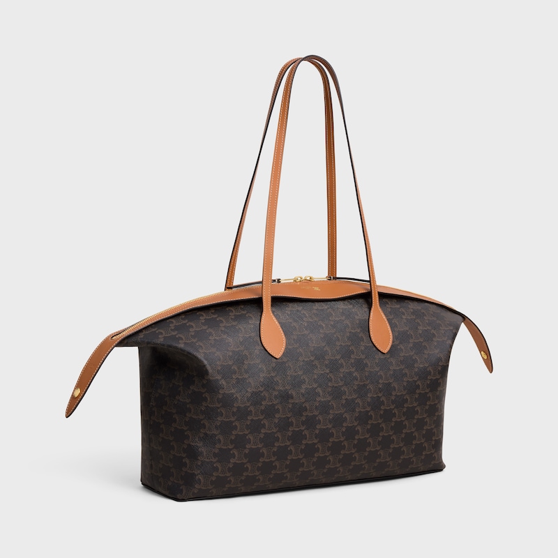 large duffle bag IN TRIOMPHE CANVAS AND NATURAL CALFSKIN - MIEL - WOMEN - 1 | CELINE