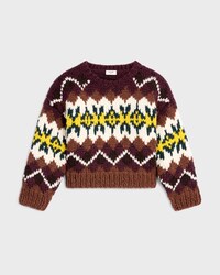 crewneck sweater IN fair isle wool - BROWN/ECRU/YELLOW -  - 1 | CELINE