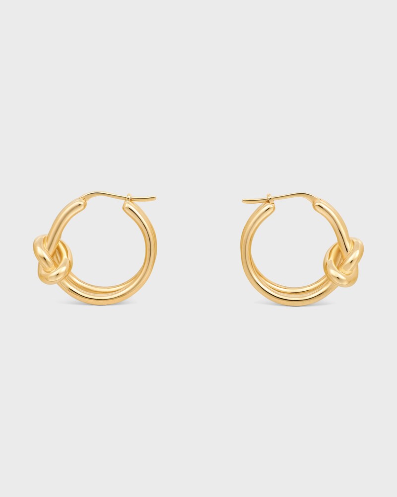Knot Double Hoops in Brass with Gold Finish - GOLD - KNOT - 1 | CELINE